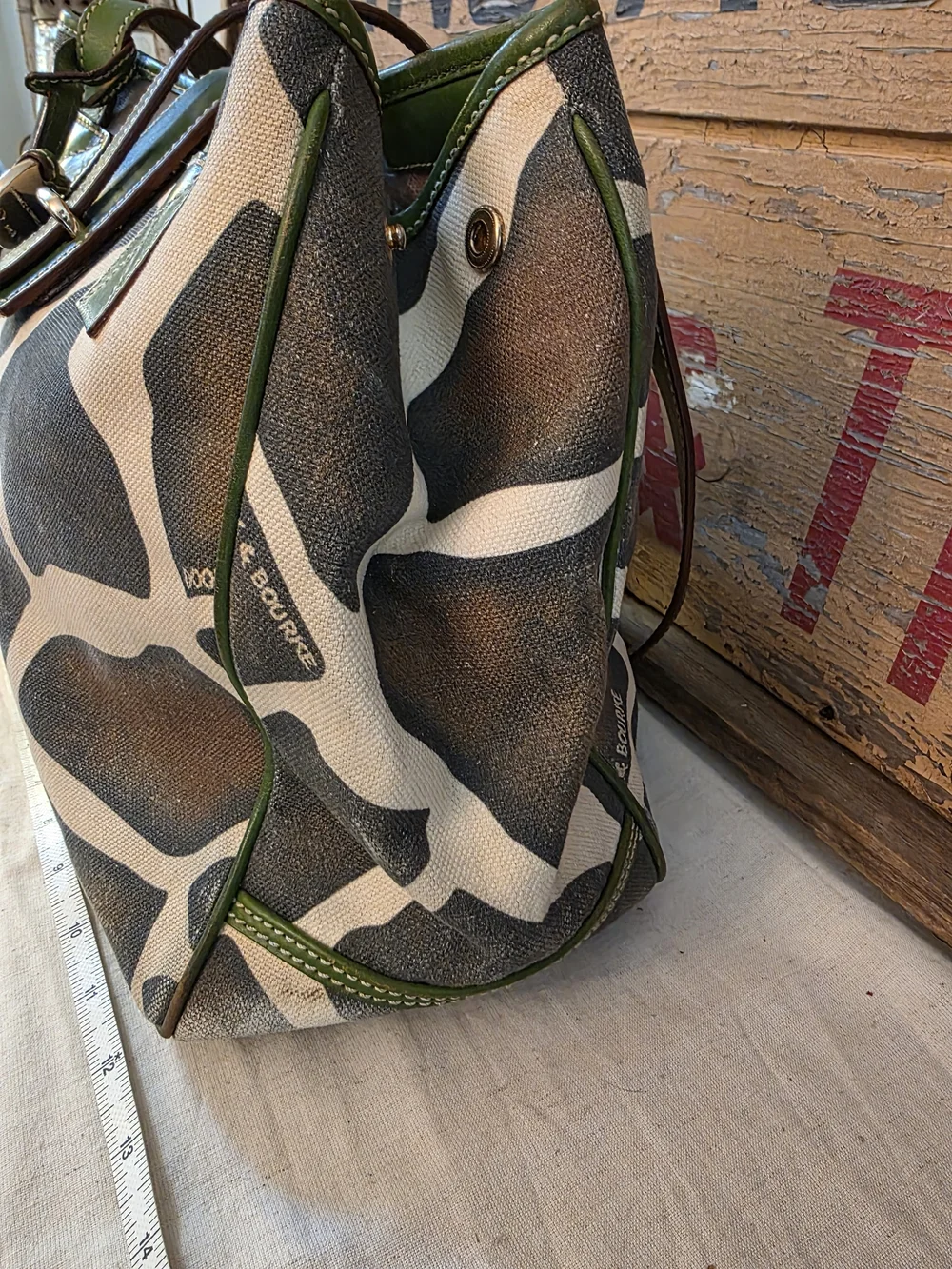Dooney & Bourke Green Trim Giraffe-Print Canvas Tote - Picture 5 of 14